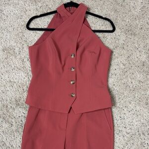 NWT 3 piece set White House Black Market Halter vest, pants and blazer in Rust 2